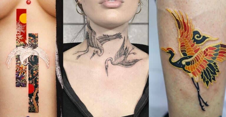 Crane bird tattoo