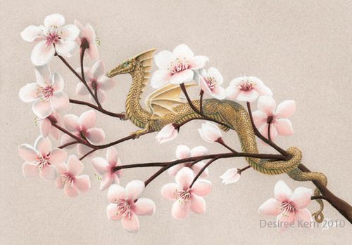 Dragon with cherry blossoms