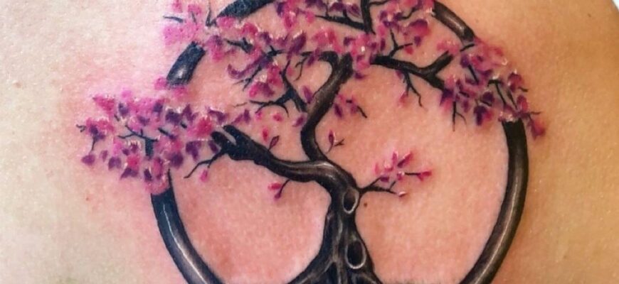 Japanese cherry blossom tree tattoo