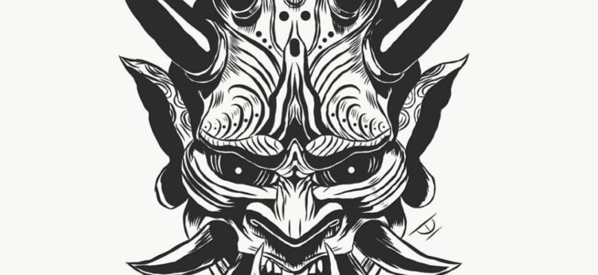 Japanese oni mask tattoo meaning