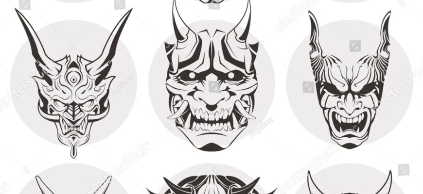 Kabuki mask tattoo