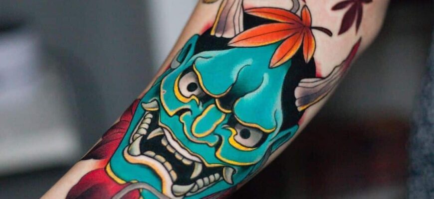 Oni mask tattoo color meaning