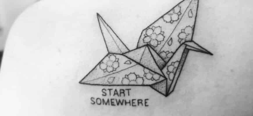Paper crane tattoo