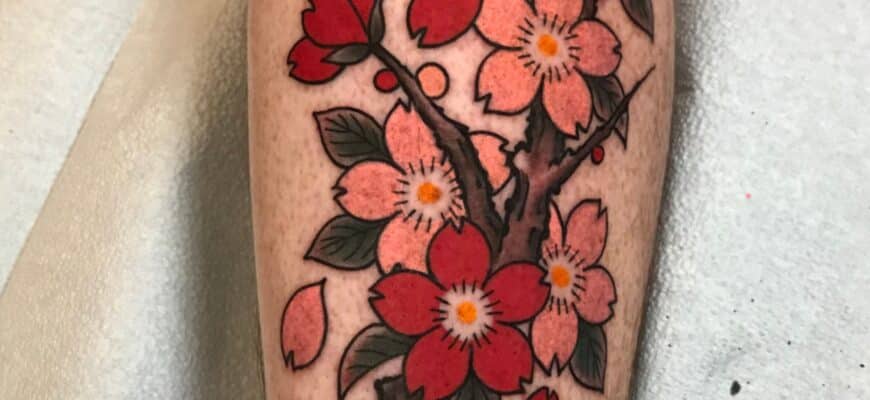 Traditional cherry blossom tattoo